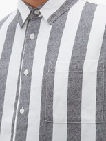 Thumbnail for your product : Saturdays NYC Perry Candy-striped Patch-pocket Lyocell Shirt - Black White