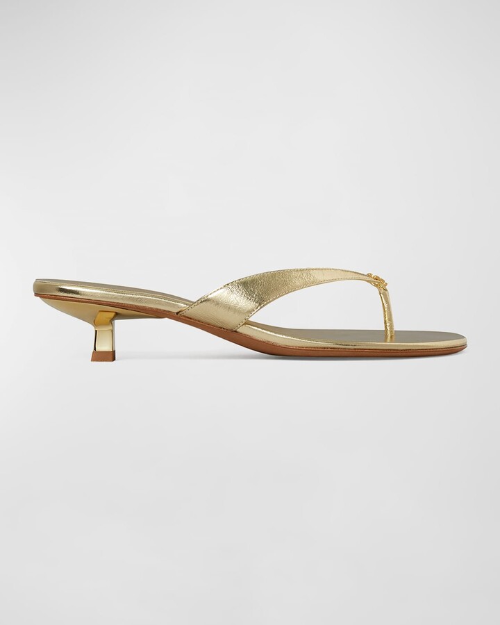 Tory Burch Capri Metallic Kitten-Heel Thong Sandals - ShopStyle