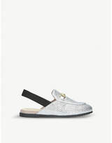 Thumbnail for your product : Gucci Princetown glittered leather slingback loafers 3-4 years
