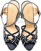 Thumbnail for your product : Charlotte Olympia Navy Cotton & Leather Admiral Heels