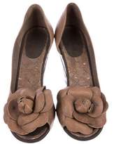 Thumbnail for your product : Chanel Leather Camellia Wedges
