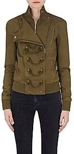 Saint Laurent Women's Cotton-Blend Military Bomber Jacket - Olive