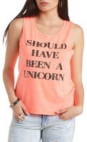 Thumbnail for your product : Charlotte Russe Rhinestone Unicorn Graphic Muscle Tee