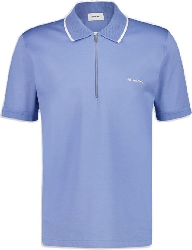 Ferragamo Logo Embroidered Half-Zip Polo Shirt