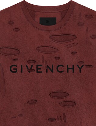 Tシャツ・カットソー Givenchy Oversized T-Shirt in Destroyed Cotton Givenchy Taupe Destroyed T-Shirt Givenchy