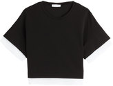 Thumbnail for your product : Vionnet Short Sleeve Crop Top with Chiffon Trim
