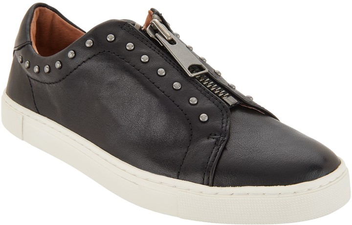 frye leather front zip sneakers