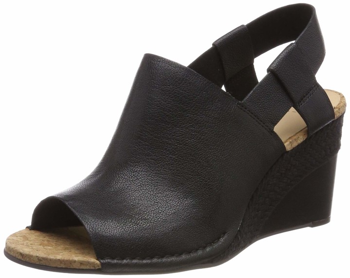 clarks navy wedges