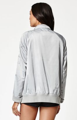 Members Only Washed Satin Bomber Jacket