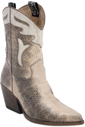 Elena Iachi 70mm Lizard Print Leather Cowboy Boots