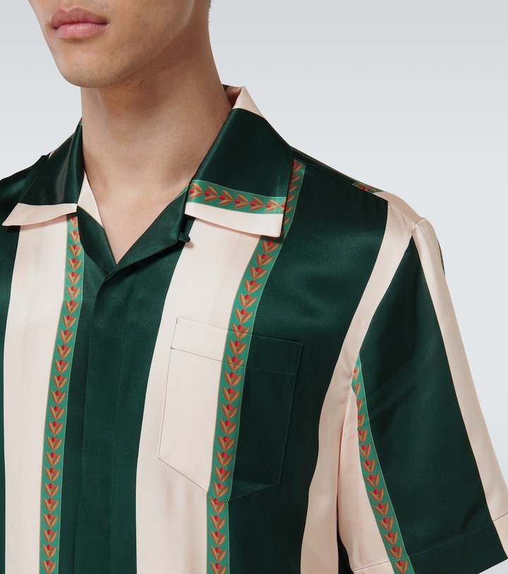 Casablanca Laurel striped silk bowling shirt ShopStyle
