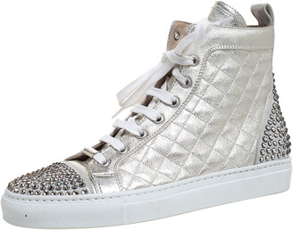 metallic high top sneakers womens