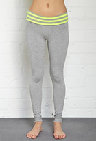 Thumbnail for your product : Forever 21 Striped Fold-Over Yoga Leggings