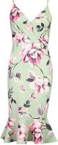 Thumbnail for your product : boohoo Floral Print Wrap Front Fishtail Midi Dress