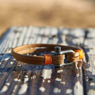 Teahupo'o Leather Bracelet - Brown & Orange