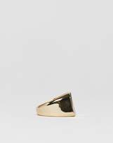 Thumbnail for your product : ASOS Design DESIGN signet ring in gold tone with black enamel