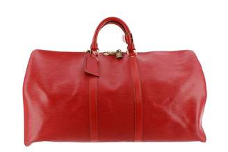 Louis Vuitton Vintage Keepall Burgundy Leather Travel Bag