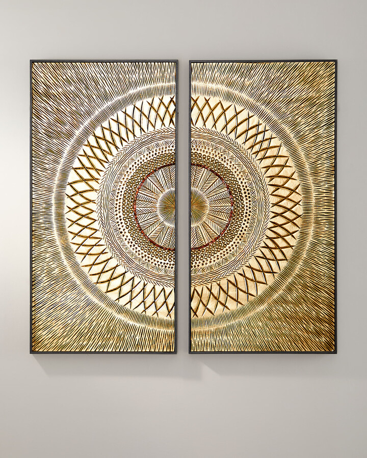Small Details about   Modern Style Wooden Wall Decor with Patterned Carving Gold 