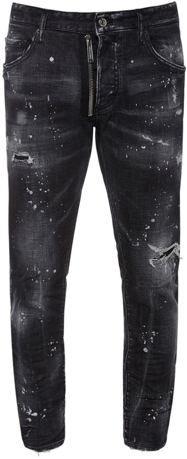 for Men Grey DSquared² 16cm Skater Cotton Denim Jeans in Black Mens Jeans DSquared² Jeans 