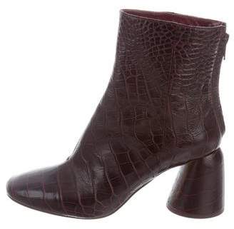 Ellery Embossed Leather Round-Toe Ankle Boots