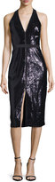 Thumbnail for your product : Halston Sequined Halter Dress, Black/Spruce