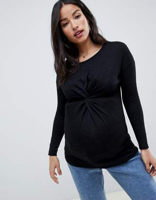 New Look Maternity twist front top in black