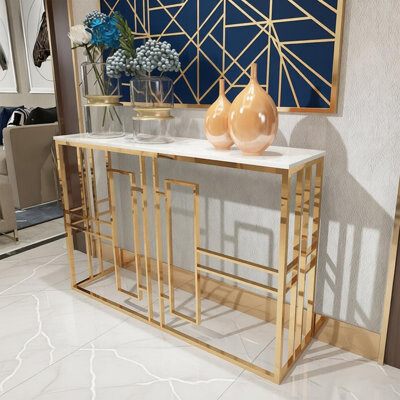 Orren Ellis Luxury-Style Stainless Steel Console Table