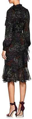 Co Women's Micro-Floral Ruffled Silk Chiffon Dress - Black
