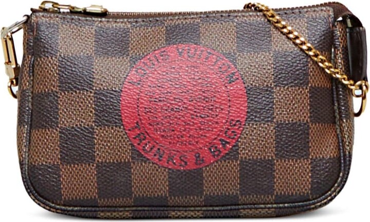 Pre-owned Louis Vuitton 2008 Damier Ebene Trunk Pochette Accessoires  Handbag In Brown
