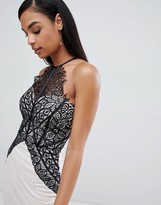 Thumbnail for your product : Lipsy high neck maxi dress with lace detail