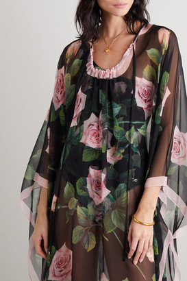 Dolce & Gabbana Floral-print Silk-chiffon Dress - Black