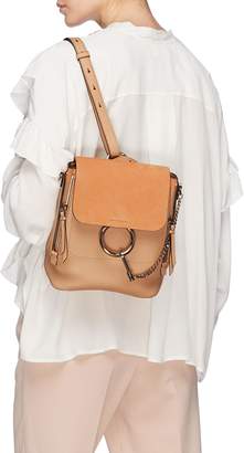 Chloé 'Faye' small suede flap leather backpack