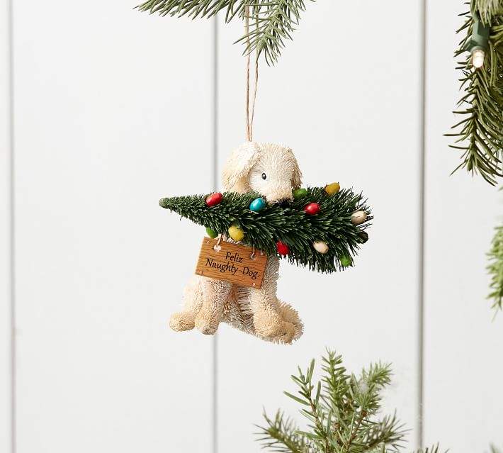 Bottlebrush White Dog Ornament