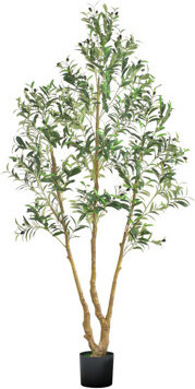 7FT Artificial Olive Tree Tall Fake Plant with Black Pot for Home Office Use
