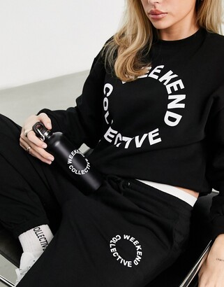 ASOS Weekend Collective oversized sweatpants with logo in white - part of a set