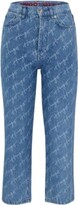 Thumbnail for your product : HUGO BOSS Regular-fit jeans in rigid denim with handwritten logos