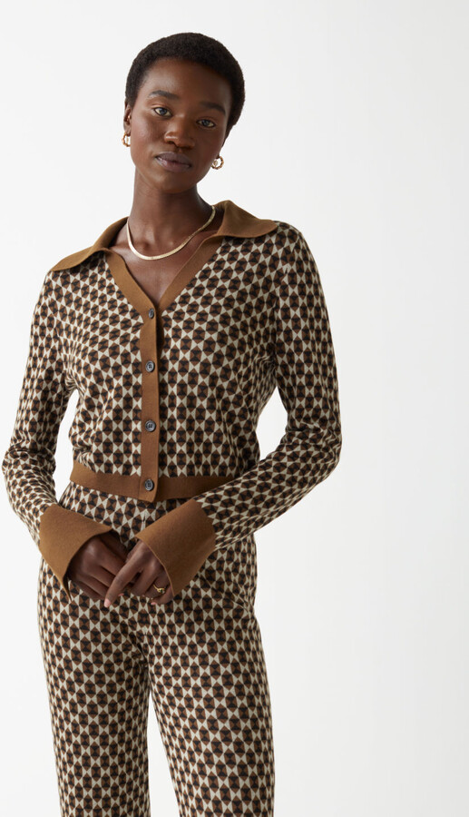 And other stories Collared Jacquard Knit Cardigan ShopStyle