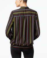 Thumbnail for your product : NY Collection Striped Tie-Neck Faux-Wrap Top