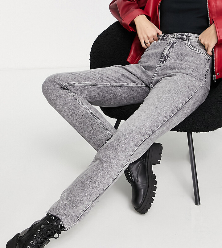 Vero Moda Tall Brenda straight leg jeans in washed gray denim - ShopStyle