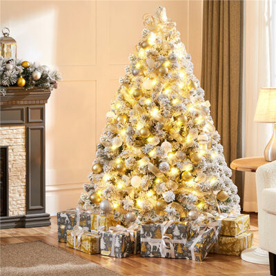 Jaleana Easy Set-Up Lighted Artificial Spruce Christmas Tree - Stand Included