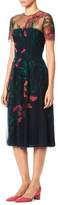 Thumbnail for your product : Carolina Herrera Illusion Floral-Embroidered A-Line Cocktail Dress
