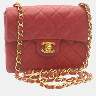 Chanel Vintage Brown Quilted Lambskin Classic Mini Square Flap Bag