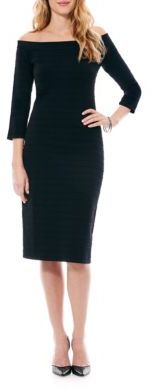 Laundry by Shelli Segal Off-The-Shoulder Bandage Body Con Sweater Dress