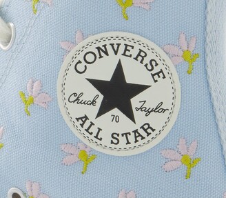 Converse Hi 70s Trainers Chambray Blue Embroidered Flowers Egret Black