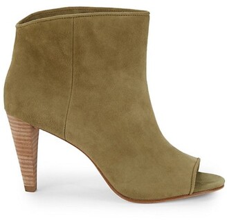 Etienne Aigner Simone Peep-Toe Leather Booties - ShopStyle Boots