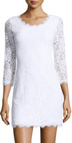 Thumbnail for your product : Diane von Furstenberg 3/4-Sleeve Lace Sheath Dress, White