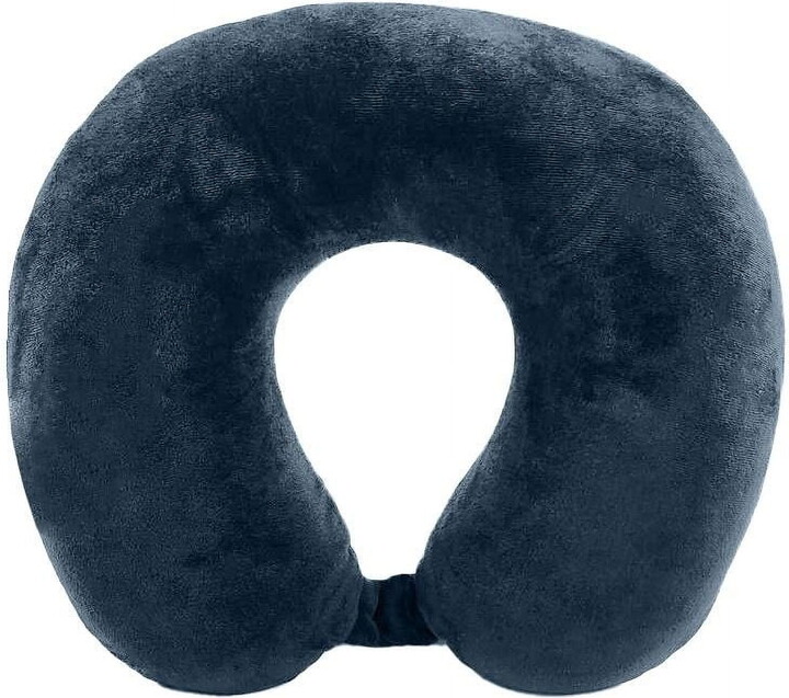 Protege Memory Foam Neck Pillow, 100% Polyester Fleece Knit, Navy, One Size