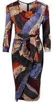 Just Cavalli Wrap-Effect Draped Snake-Print Jersey Dress