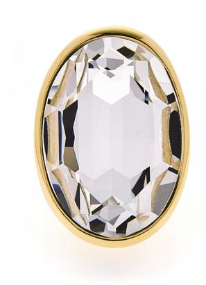 Kenneth Jay Lane Polished OvalCrystal Stone Ring- Gold