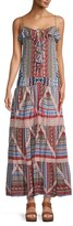 Aztec-Print Tiered Silk Maxi Dress 